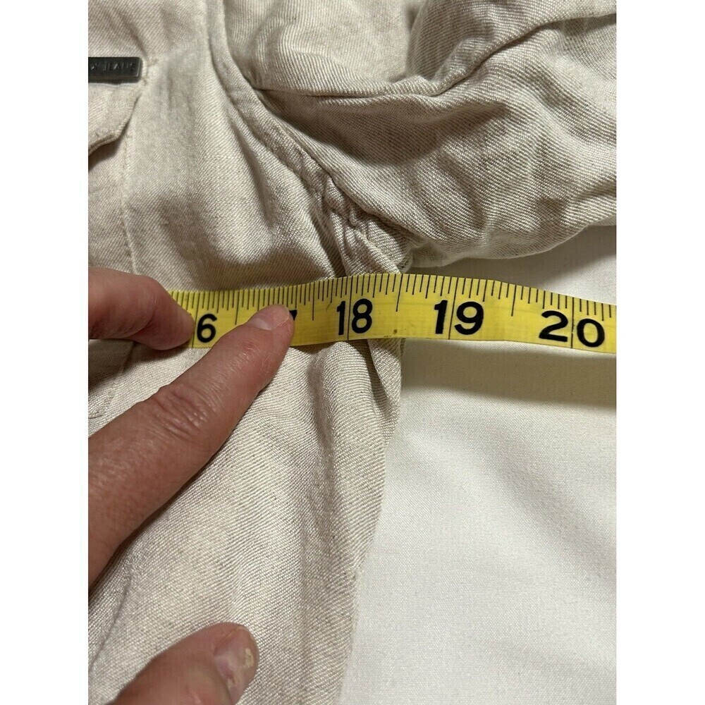 MAX JEANS Linen Blend Cream Jacket with Pockets & Cinch Tie Waist Size Small - Picture 8 of 9
